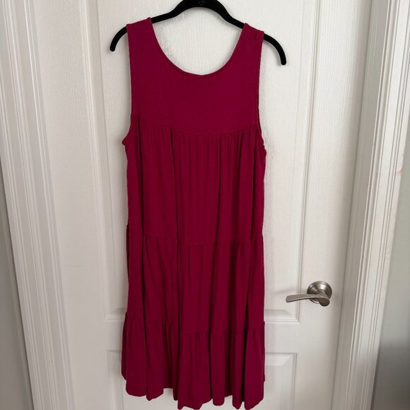 Anthropologie Saturday Sunday Shanna Tiered Jersey Tunic Dress Berry Size M - Picture 7 of 11